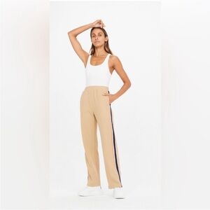 The Upside Jupiter Straight-Eg Trousers Tan Stripe Pants Size Medium‎